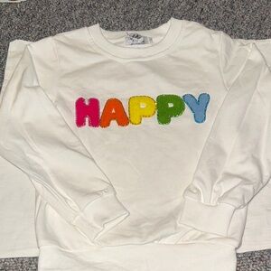 Lola and the Boys Kids White 'Happy' Sweatshirt